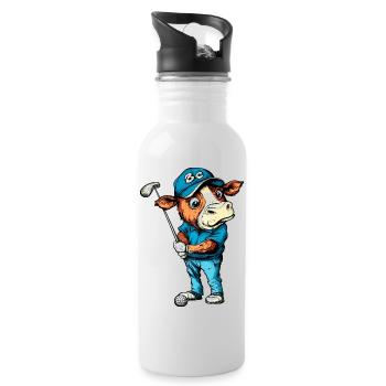 Kuh Golf - Trinkflasche mit integriertem Trinkhalm - Weiß - Rechts