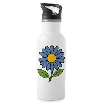 blaue Blume Blumen Geschenk Geburtstag - Trinkflasche mit integriertem Trinkhalm - Weiß - Rechts