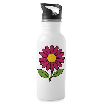 Flower Red Violet Flowers Blossom - Water bottle with straw - white - Right
