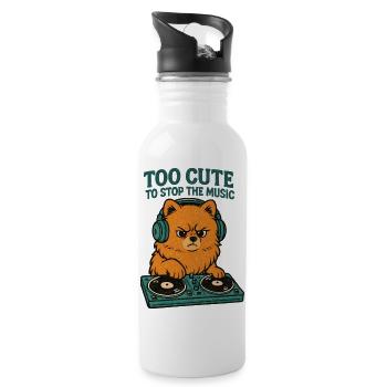 T-shirt DJ Pomeranian Rétro | Trop mignon pour arrêter la musique - Gourde avec paille intégrée - blanc - Droite