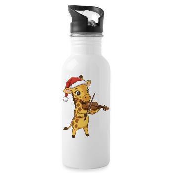 Weihnachtsgiraffen-Tier spielt Geige - Trinkflasche mit integriertem Trinkhalm - Weiß - Rechts