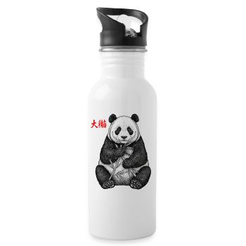 Panda asiatique - Gourde avec paille intégrée - blanc - Droite