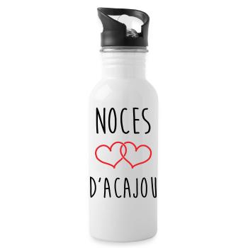 Mahogany Wedding 27 Years - Water bottle with straw - white - Right