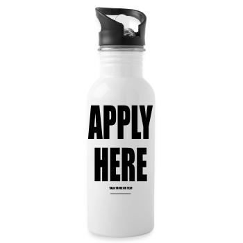 Apply Here – Wear Words - Trinkflasche mit integriertem Trinkhalm - Weiß - Rechts
