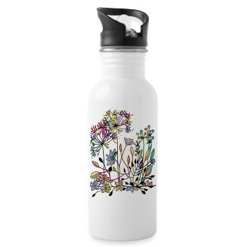 Fleur - Gourde avec paille intégrée - blanc - Droite