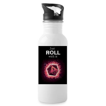 Just Roll With It Retro D20 Magenta Dice - Trinkflasche mit integriertem Trinkhalm - Weiß - Rechts