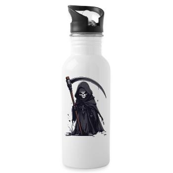 Faucheuse en robe noire - Gourde avec paille intégrée - blanc - Droite