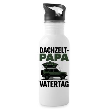 Dachzelt Papa Vatertag Geschenk Shirt 2026 - Trinkflasche mit integriertem Trinkhalm - Weiß - Rechts
