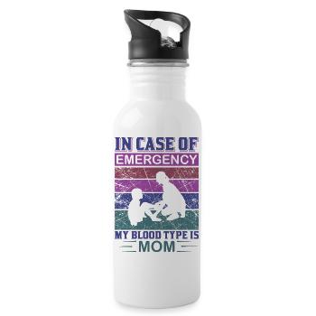 In Case Of Emergency My Blood Type Is Mom Shirt - Water bottle with straw - white - Right