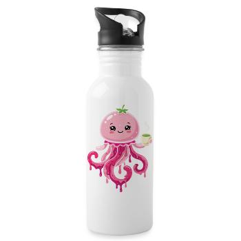Kawaii Matcha Qualle süß - Trinkflasche mit integriertem Trinkhalm - Weiß - Rechts