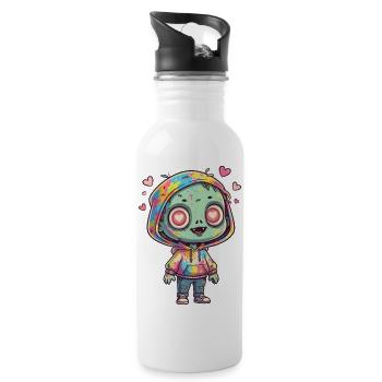 Zombie coloré en sweat à capuche - Gourde avec paille intégrée - blanc - Droite