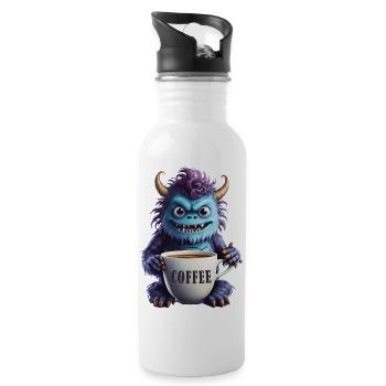 Coffee Monster - Caffeine Zombie - Morning Grouch - Water bottle with straw - white - Right