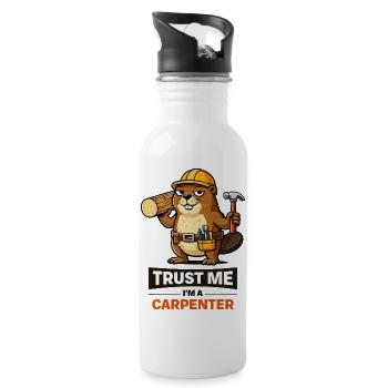 Trust Me Carpenter Beaver - Water bottle with straw - white - Right