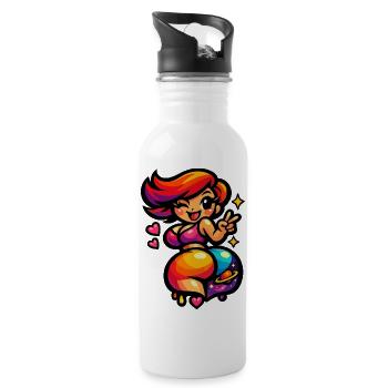 Kawaii Space-Dancing Woman - Water bottle with straw - white - Right
