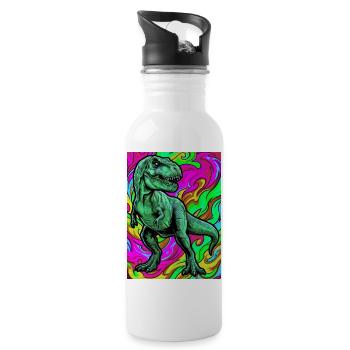 Dinosaurier - Trinkflasche mit integriertem Trinkhalm - Weiß - Rechts
