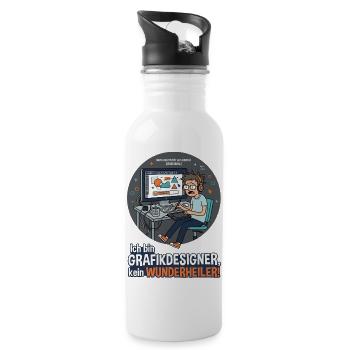 Ich bin Grafikdesigner, kein Wunderheiler - Trinkflasche mit integriertem Trinkhalm - Weiß - Rechts