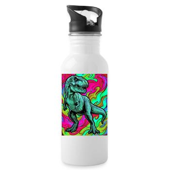 Dinosaurier - Trinkflasche mit integriertem Trinkhalm - Weiß - Rechts