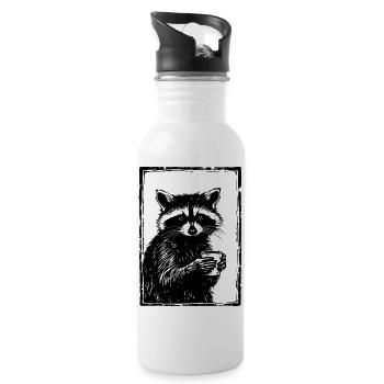 Barista Raccoon - Water bottle with straw - white - Right