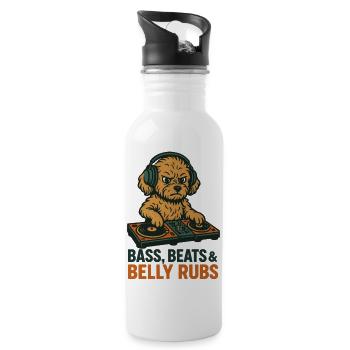 DJ Maltipoo: Bass, Beats & Belly Rubs Retro Design - Trinkflasche mit integriertem Trinkhalm - Weiß - Rechts