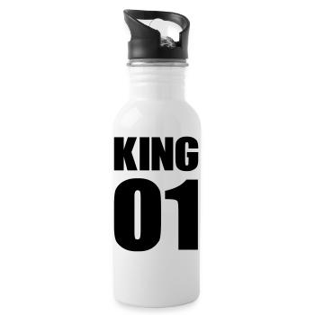 king_01 - Trinkflasche mit integriertem Trinkhalm - Weiß - Rechts