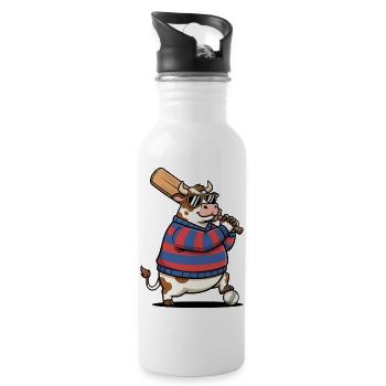Grillon de vache drôle avec batte et balle - Gourde avec paille intégrée - blanc - Droite