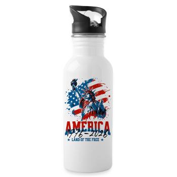 250., 4. Flagge der Patriotischen Freiheitsstatue der USA - Trinkflasche mit integriertem Trinkhalm - Weiß - Rechts
