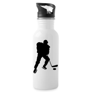 Joueur de hockey - Gourde avec paille intégrée - blanc - Droite
