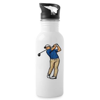 Golfeur en plein swing style sportif - Gourde avec paille intégrée - blanc - Droite