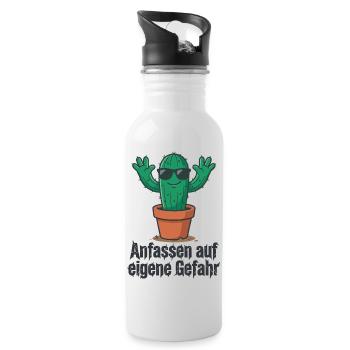 Cactus Sunglasses Warning ! - Water bottle with straw - white - Right