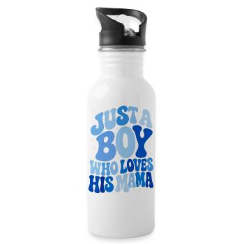 Just A Boy Who Loves His Mama - Water bottle with straw - white - Right