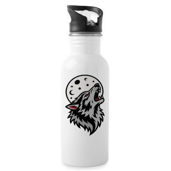 Wolf heult unter dem mystischen Vollmond - Trinkflasche mit integriertem Trinkhalm - Weiß - Rechts