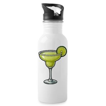 Lime Margarita Glass Design - Water bottle with straw - white - Right