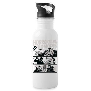 Horrorfilme und Komödie Nerd - Trinkflasche mit integriertem Trinkhalm - Weiß - Rechts