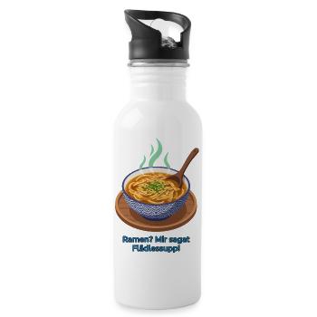 Schwäbische Ramen: Mir sagat Flädlessupp! - Trinkflasche mit integriertem Trinkhalm - Weiß - Rechts