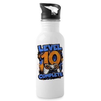 Level 10 Complete Gamer Graffiti Shirt - Water bottle with straw - white - Right