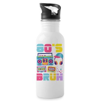 Retro Back to the 80s Vintage Design - Water bottle with straw - white - Right