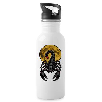 Schwarzer Skorpion unter mystischem gelben Mond - Trinkflasche mit integriertem Trinkhalm - Weiß - Rechts