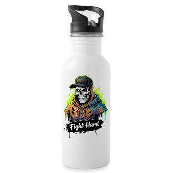 KÄMPFE HART - Trinkflasche mit integriertem Trinkhalm - Weiß - Rechts