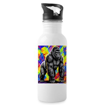 gorilla - Water bottle with straw - white - Right