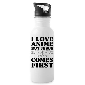 I Love Anime But Jesus Comes First - Water bottle with straw - white - Right