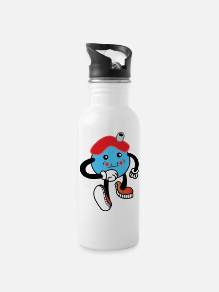 Bubble-Boy-Haus - Trinkflasche mit integriertem Trinkhalm - Weiß