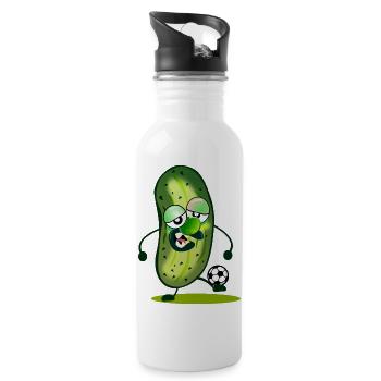 Funny Soccer Pickles - Water bottle with straw - white - Right