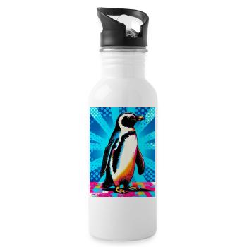 pingouin - Gourde avec paille intégrée - blanc - Droite