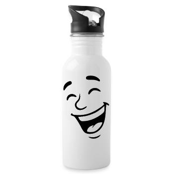 Laughing face - Water bottle with straw - white - Right