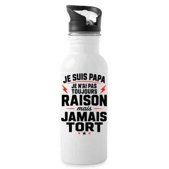 Papa jamais tort humour cadeau fête des pères - Gourde avec paille intégrée - blanc - Droite
