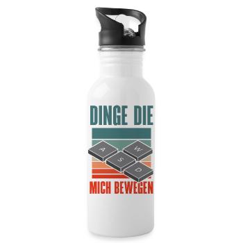 Dinge Die Mich Bewegen Wasd Pc Gamer Lustig Nerd - Trinkflasche mit integriertem Trinkhalm - Weiß - Rechts