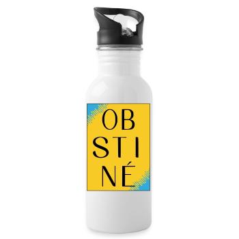 Obstiné en contraste jaune - Gourde avec paille intégrée - blanc - Droite