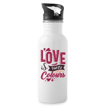 Love is Full Of Colours - Trinkflasche mit integriertem Trinkhalm - Weiß - Rechts