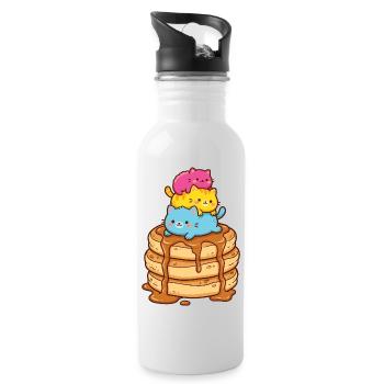 Pride Month LGBTQ – Pansexuelle Katzen - Trinkflasche mit integriertem Trinkhalm - Weiß - Rechts