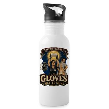 Dignity Matters, Gloves Matter More - Water bottle with straw - white - Right